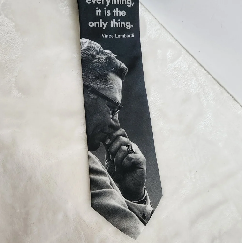 Ralph Marlin Vince Lombardi Winning Is Not Everything Football Gray Tie Necktie
